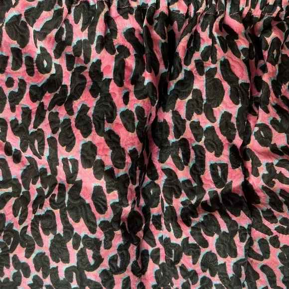 Lanvin Pink and Black Leopard Print Mini Skirt